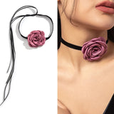 Rose Flower Collar Satins Necklace Fragrance Wind Choker