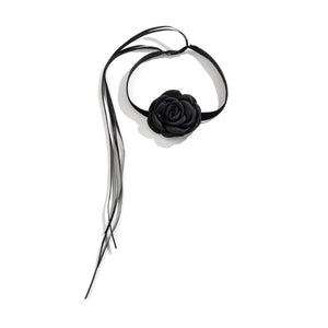 Rose Flower Choker Necklace Silks Satins Ribbon for Women Jewelry