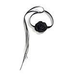 Rose Flower Choker Necklace Silks Satins Ribbon for Women Jewelry