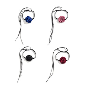4 Colors Rose Flower Silks Satins Necklace Small Fragrance- Wind Clavicle Chain