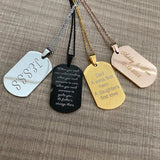 Personalized Stainless Steel Dog Army Tag Necklace