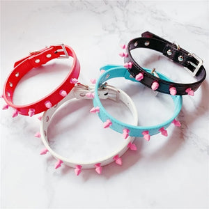 Studded Rivet Punk Choker Collar Leather Neckring Necklace