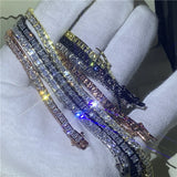 4 Colors Tennis Bracelet Princess Cut Diamond 925 Sterling Silver Filled