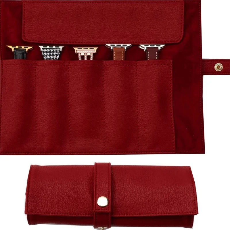 4 Colors Watch Roll Storage Racks Holds Up to 5 Watches PU Leather