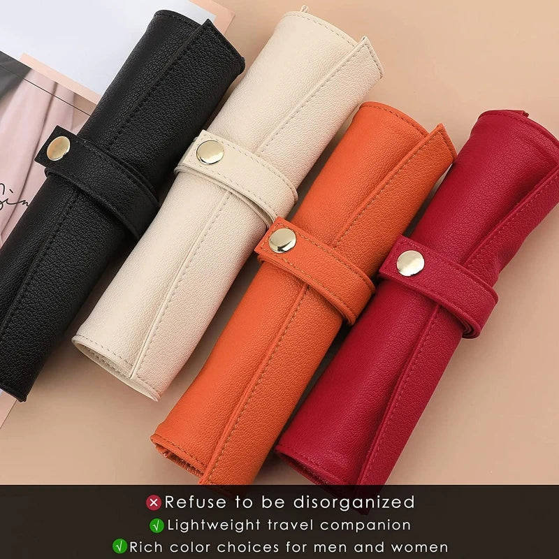 4 Colors Watch Roll Storage Racks Holds Up to 5 Watches PU Leather