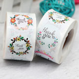 Floral Thank You Stickers Sealing Flower Labels 500pcs/Roll