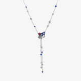 925 Sterling Silver Pink Fan Collier Necklace Woman Jewelry