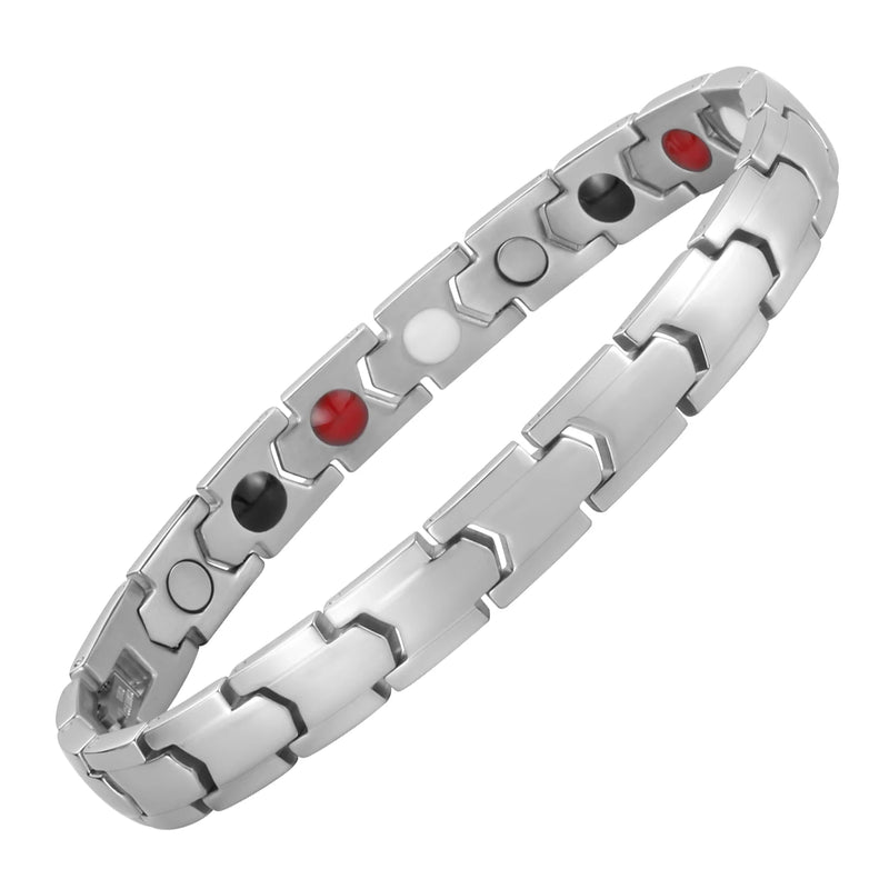 4 IN 1 Magnetic Bracelets Silver Stainless Steel Bangles for Women