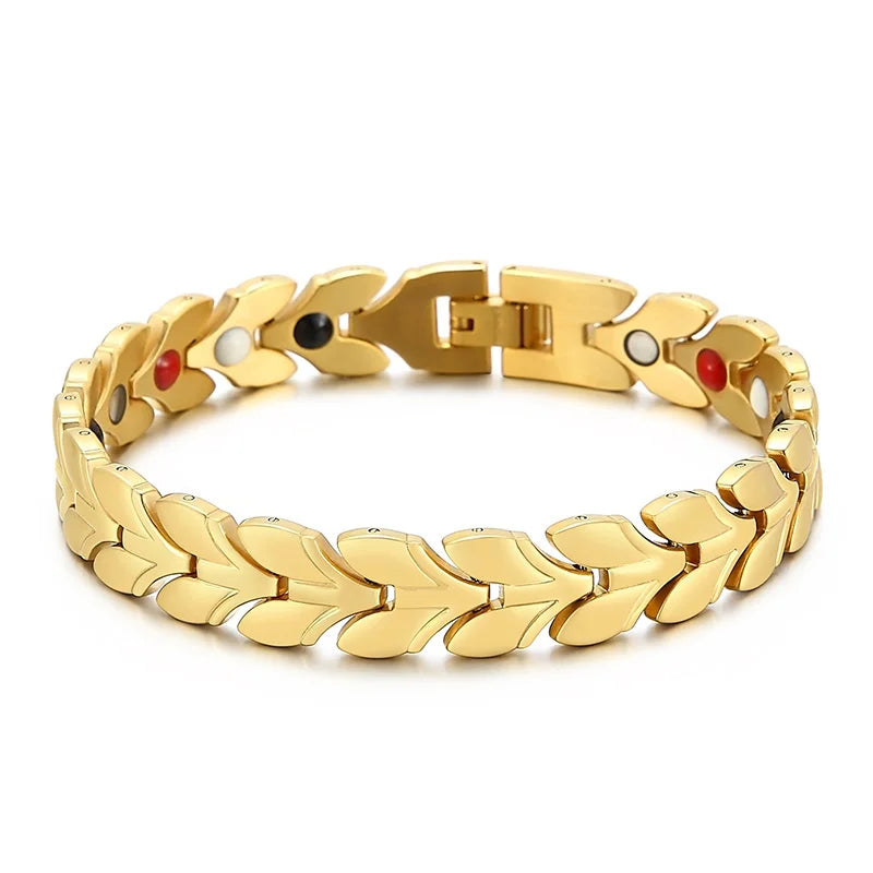 4 in 1 Therapeutic Magnetic Man Bracelet Stainless Steel Bangle Gift