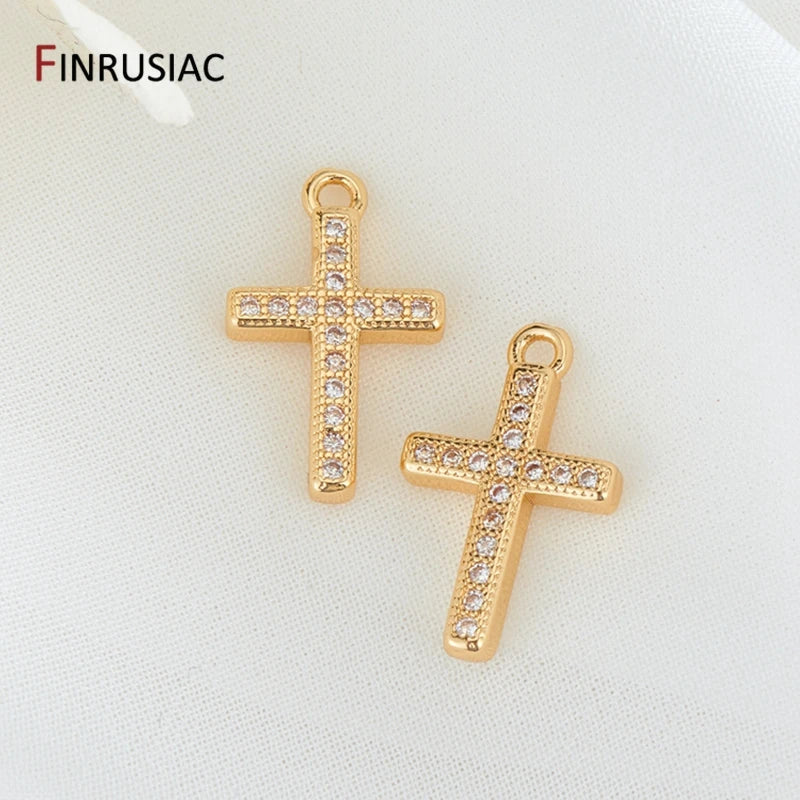 14K Pave Setting Zircon Pendants for DIY Jewelry Making