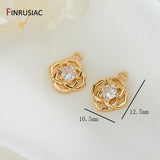 14K Pave Setting Zircon Pendants for DIY Jewelry Making