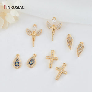 14K Pave Setting Zircon Pendants for DIY Jewelry Making