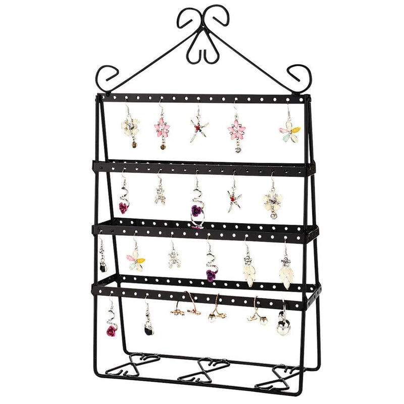 4 Layer 112 Holes Earring Holder Stand Women Jewelry Display Metal