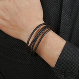 Punk Leather Chain Bracelet Wrap Bangle Magnetic Clasp Retro Wristband