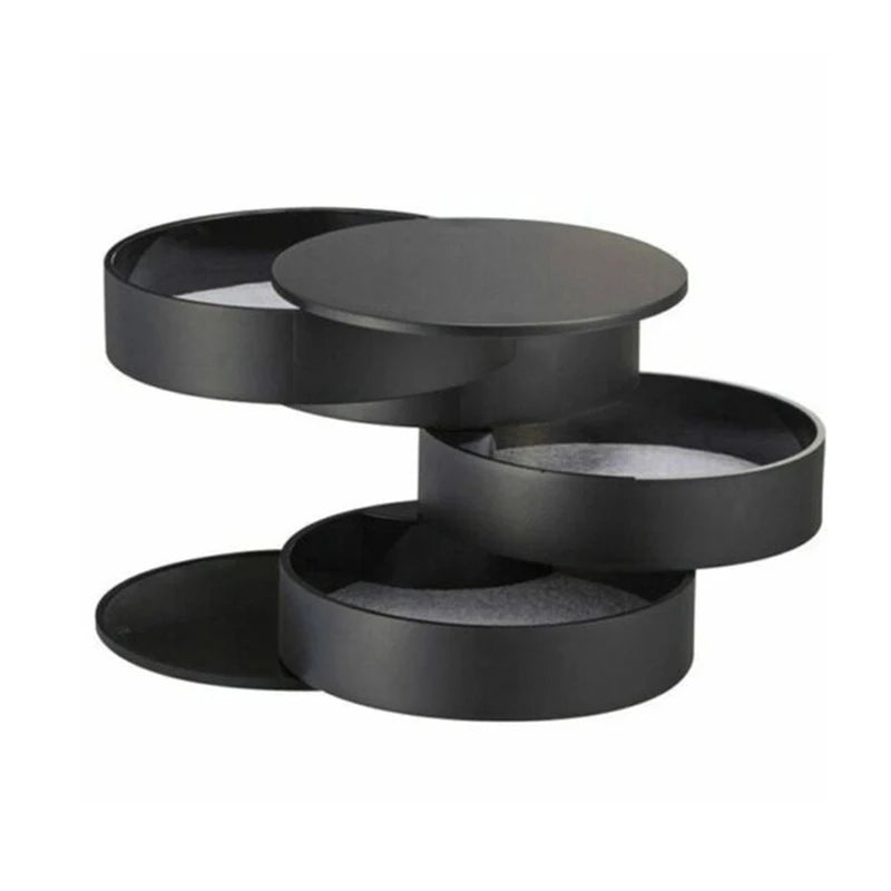 4 Layers Jewelry Storage Box Multilayer 360 Degree Rotate Jewelry Organizer