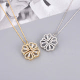 4 Leaf Clover Heart Necklace Pendant High-end Chain for Women Girls Gift