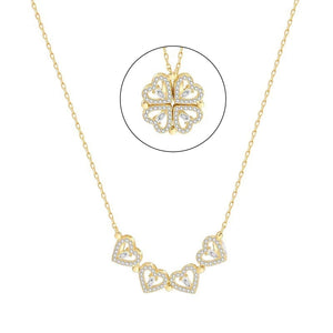 4 Leaf Clover Heart Necklace Pendant High-end Chain for Women Girls Gift