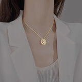4 Leaf Clover Heart Necklace Pendant High-end Chain for Women Girls Gift