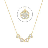 4 Leaf Clover Heart Necklace Pendant High-end Chain for Women Girls Gift