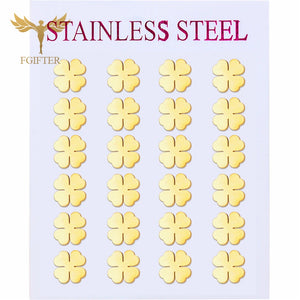 4 Love Heart Leaf Clover Earrings for Women Plated Stainless Steel Jewelry