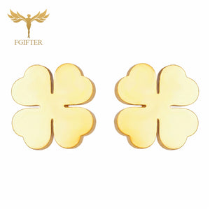 4 Love Heart Leaf Clover Earrings for Women Plated Stainless Steel Jewelry
