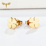 4 Love Heart Leaf Clover Earrings for Women Plated Stainless Steel Jewelry