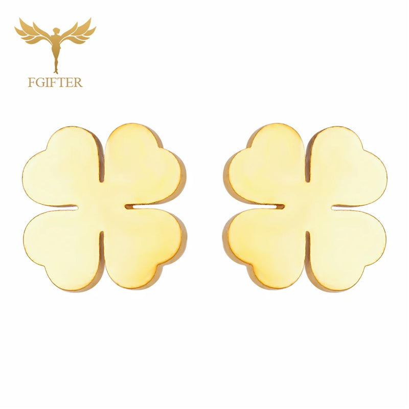 4 Love Heart Leaf Clover Earrings for Women Plated Stainless Steel Jewelry