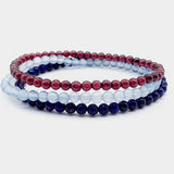 3 Pcs Natural Stone Bead Bracelet Set for Women Men Girls