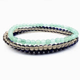 3 Pcs Natural Stone Bead Bracelet Set for Women Men Girls