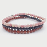 3 Pcs Natural Stone Bead Bracelet Set for Women Men Girls