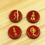 4 PCS Chakra Stones with Lapis Lazuli Engraved Symbols Palm Stone