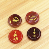 4 PCS Chakra Stones with Lapis Lazuli Engraved Symbols Palm Stone