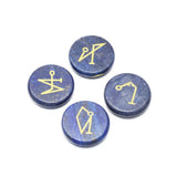 Chakra Stones with Lapis Lazuli Engraved Symbols Polished Palm Stone