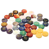 Chakra Stones with Lapis Lazuli Engraved Symbols Polished Palm Stone