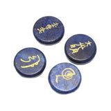 Chakra Stones Set with Lapis Lazuli Engraved Symbols Reiki Crystal