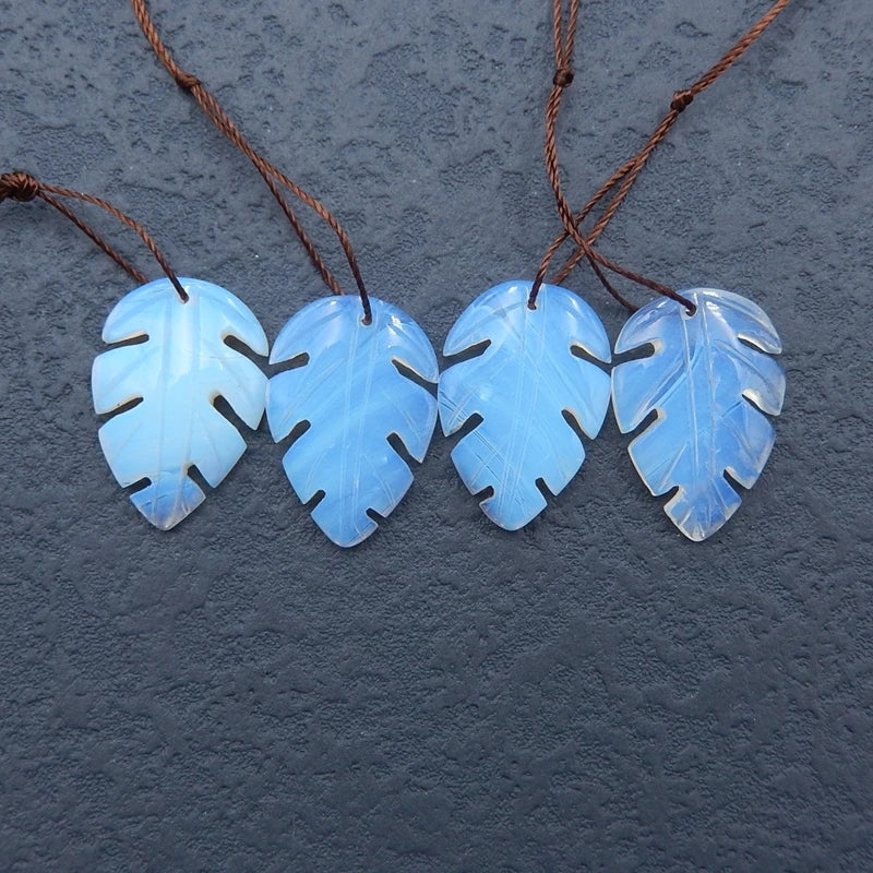 4 Natural Opalite Beads 24x17x4mm For Jewelry Making
