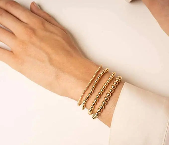 4 PCS/Set 4/5/6/8mm Stretch Bracelets Silver Jewelry Expandable Cord