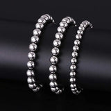 4 PCS/Set 4/5/6/8mm Stretch Bracelets Silver Jewelry Expandable Cord