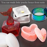 4 Pack Resin Molds Jewelry Box Heart Shape /Hexagon/Round/Square Epoxy Molds