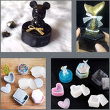 Set of 4 Box Resin Molds Heart Shape Hexagon Round Square Epoxy Containers