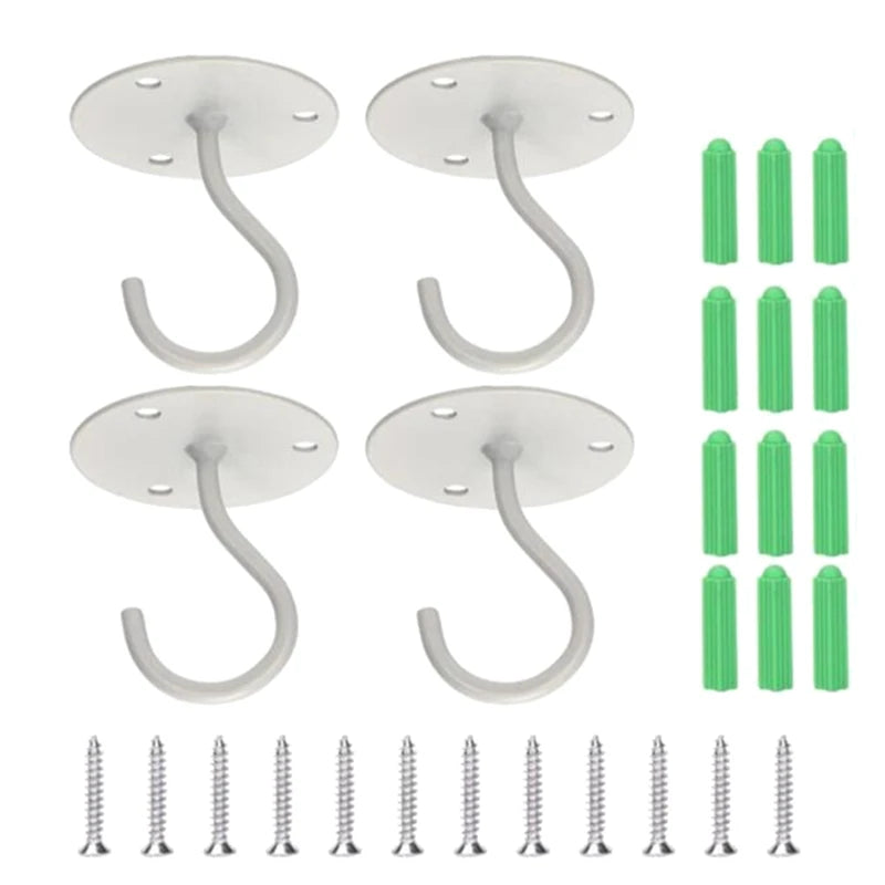 4 Pack Ceiling Hooks For Hanging Plants, Wall Mount Metal Hangers