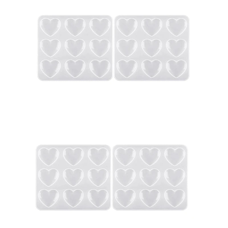 4 Pack Heart Shape Resin Molds Silicone Heart Epoxy Mold for Craft Making
