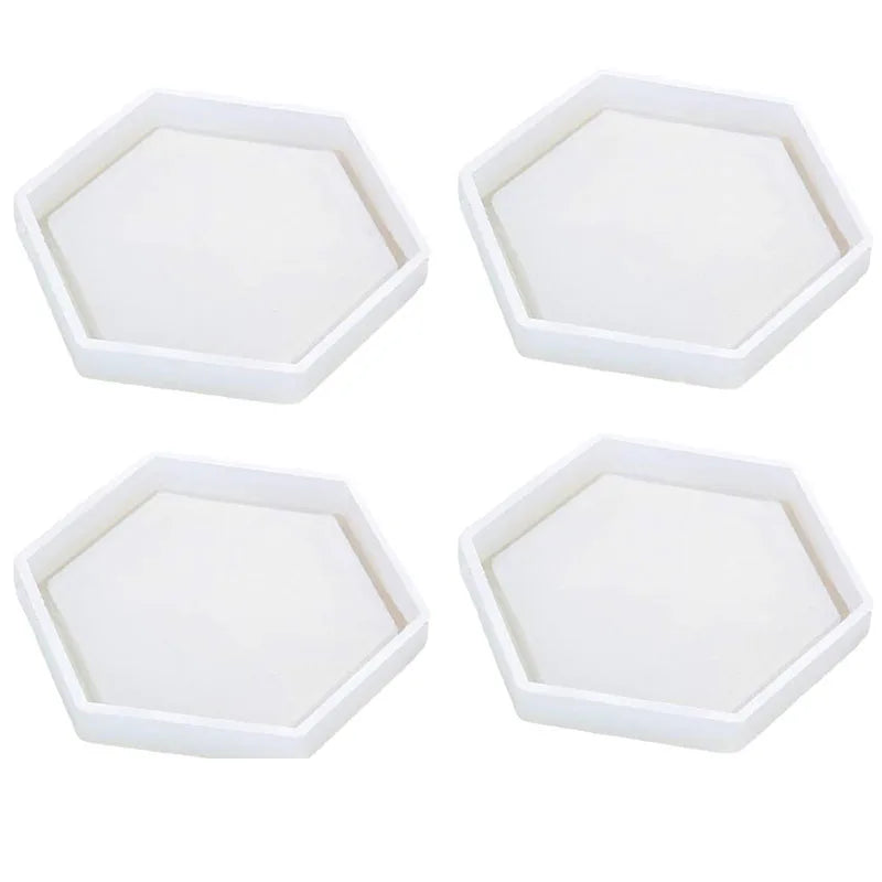 4 Pack Hexagon Silicone Coaster Molds Epoxy Resin Mold