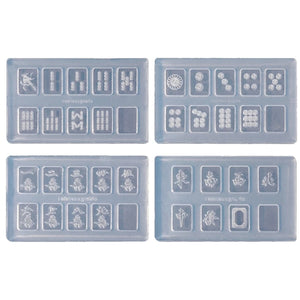 4 Pack Mahjong Nail Moulds Epoxy Resin Casting Moulds for DIY Crafts
