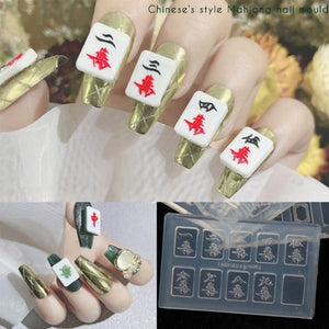 4 Pack Mahjong Nail Moulds Epoxy Resin Casting Moulds for DIY Crafts