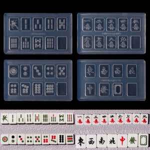 4 Pack Mahjong Nail Moulds Epoxy Resin Casting Moulds for DIY Craft Project