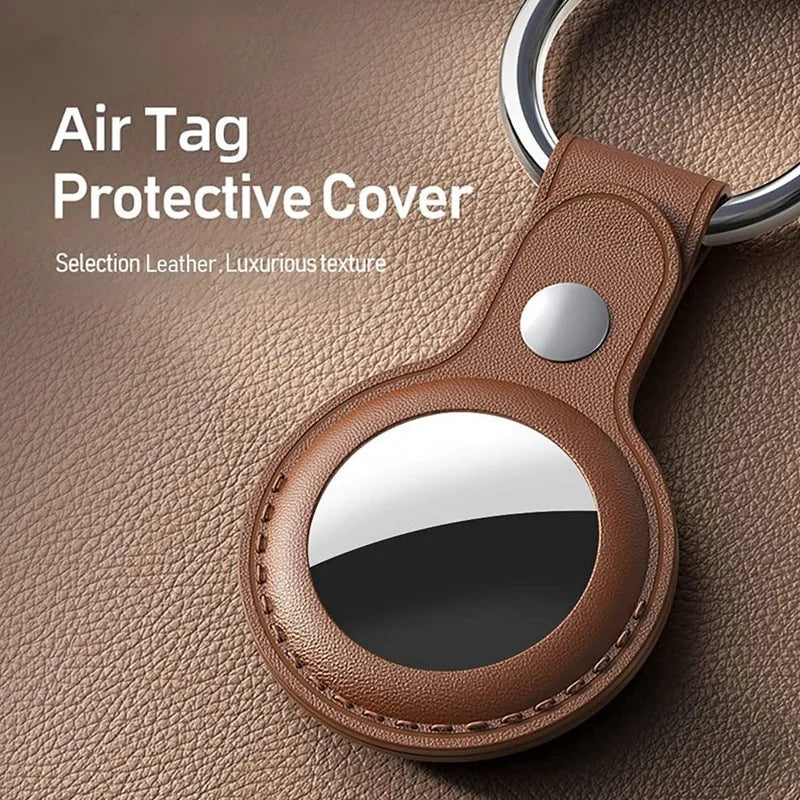 4-Pack Leather Protective Case for AirTag with Keychain