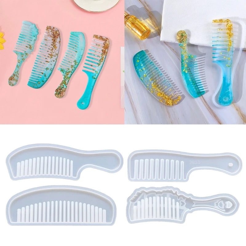 4 Pack Silicone Comb Shaped Ornaments Moulds DIY Hand-making Crafts