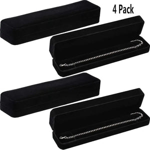 4 Packs Velvet Bracelet Necklace Watch Case Pendant Chain-Black
