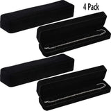 4 Packs Velvet Bracelet Necklace Watch Case Pendant Chain-Black
